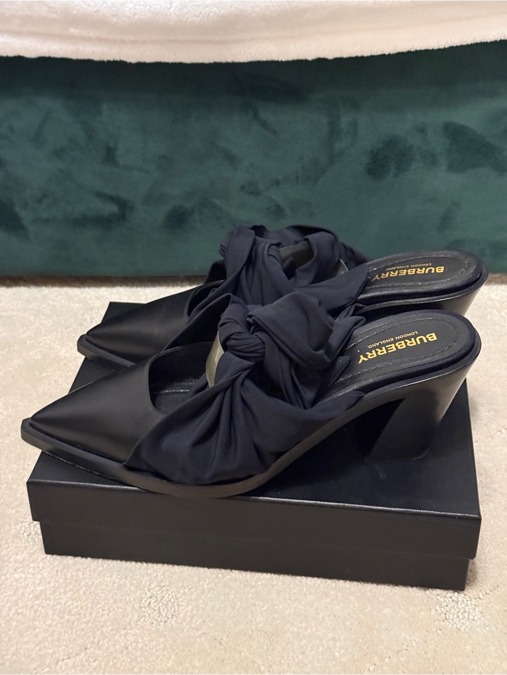 Burberry Tillington leather and scarf tie mules - Picture 2 of 3